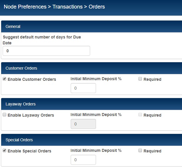 Transactions Orders Preferences
